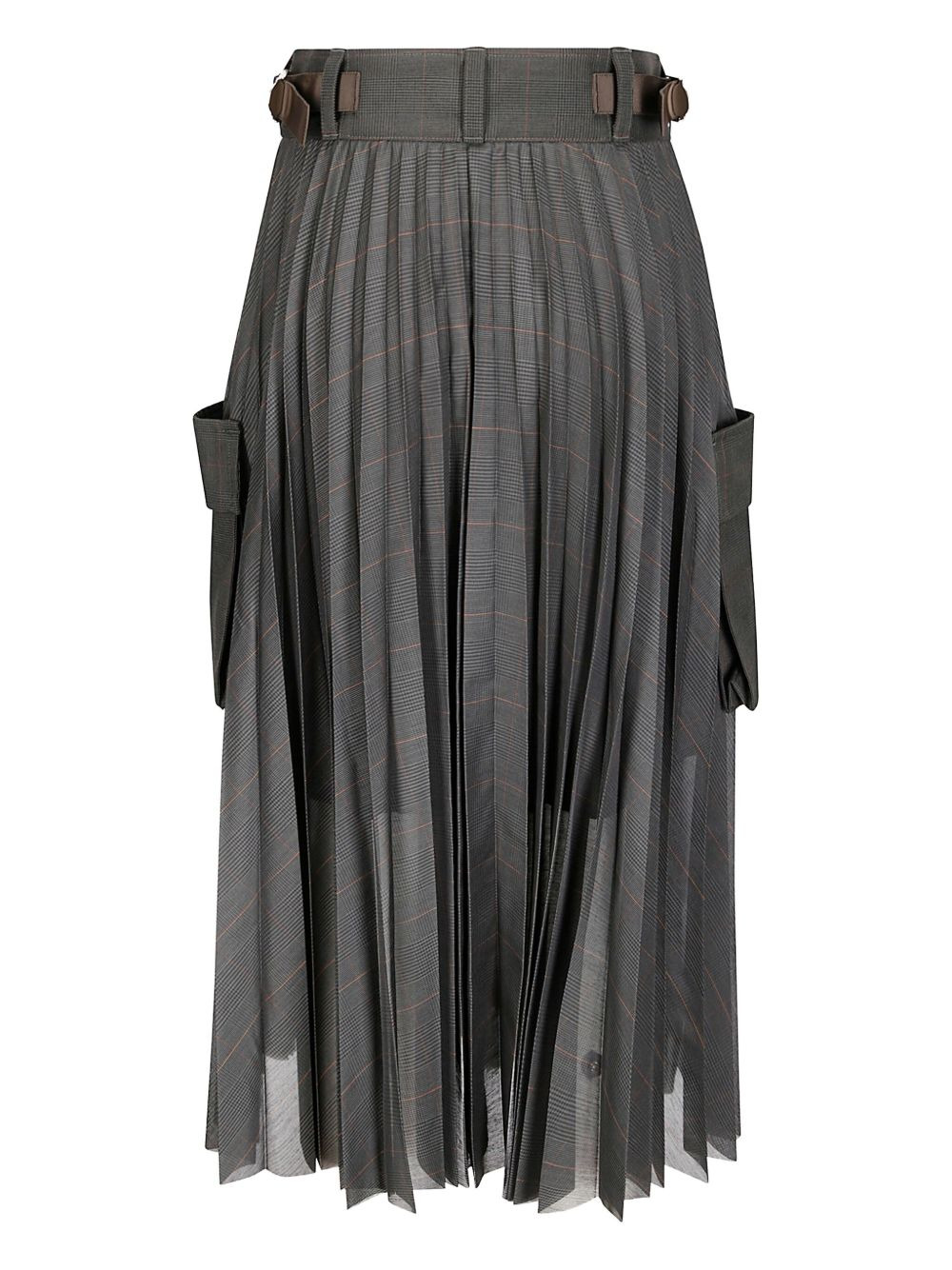 Glen pleated check pocket midi skirt - 2