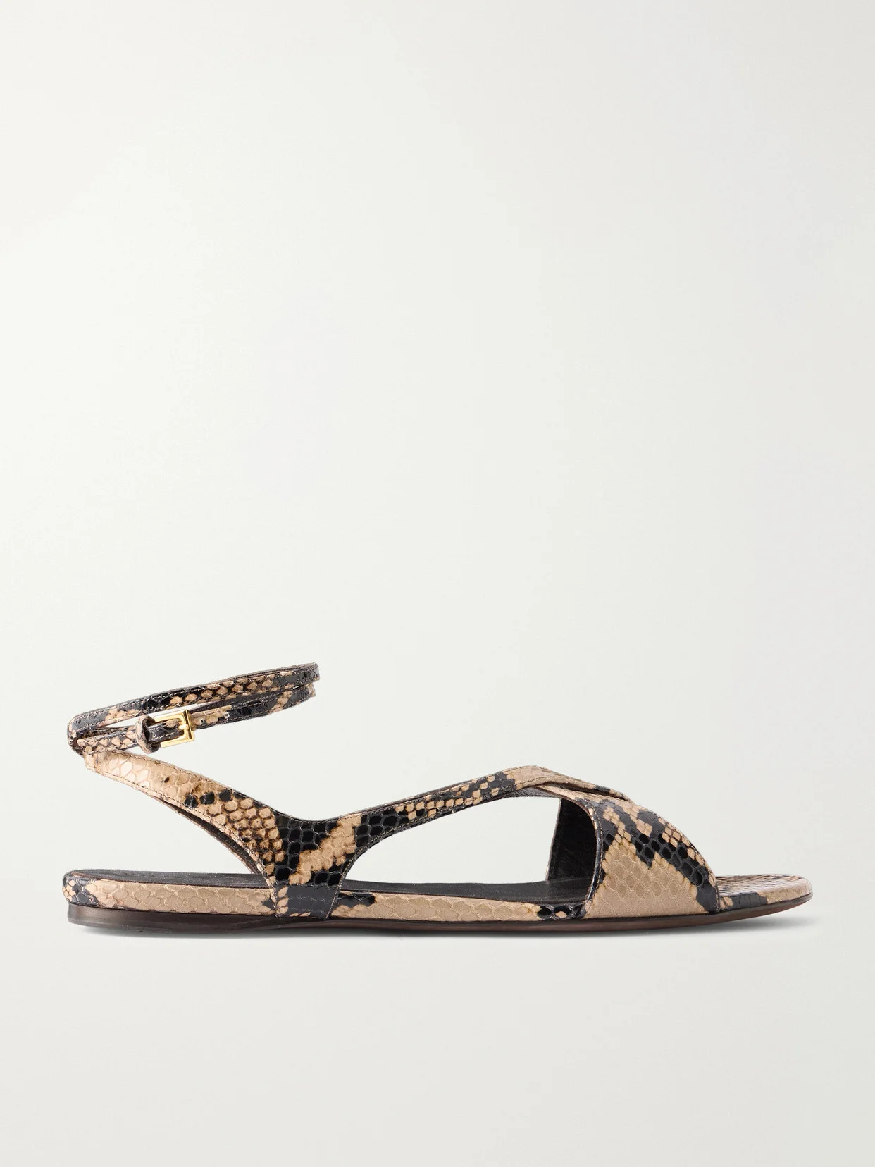 Liria Snake-effect Leather Flat Sandals - 1