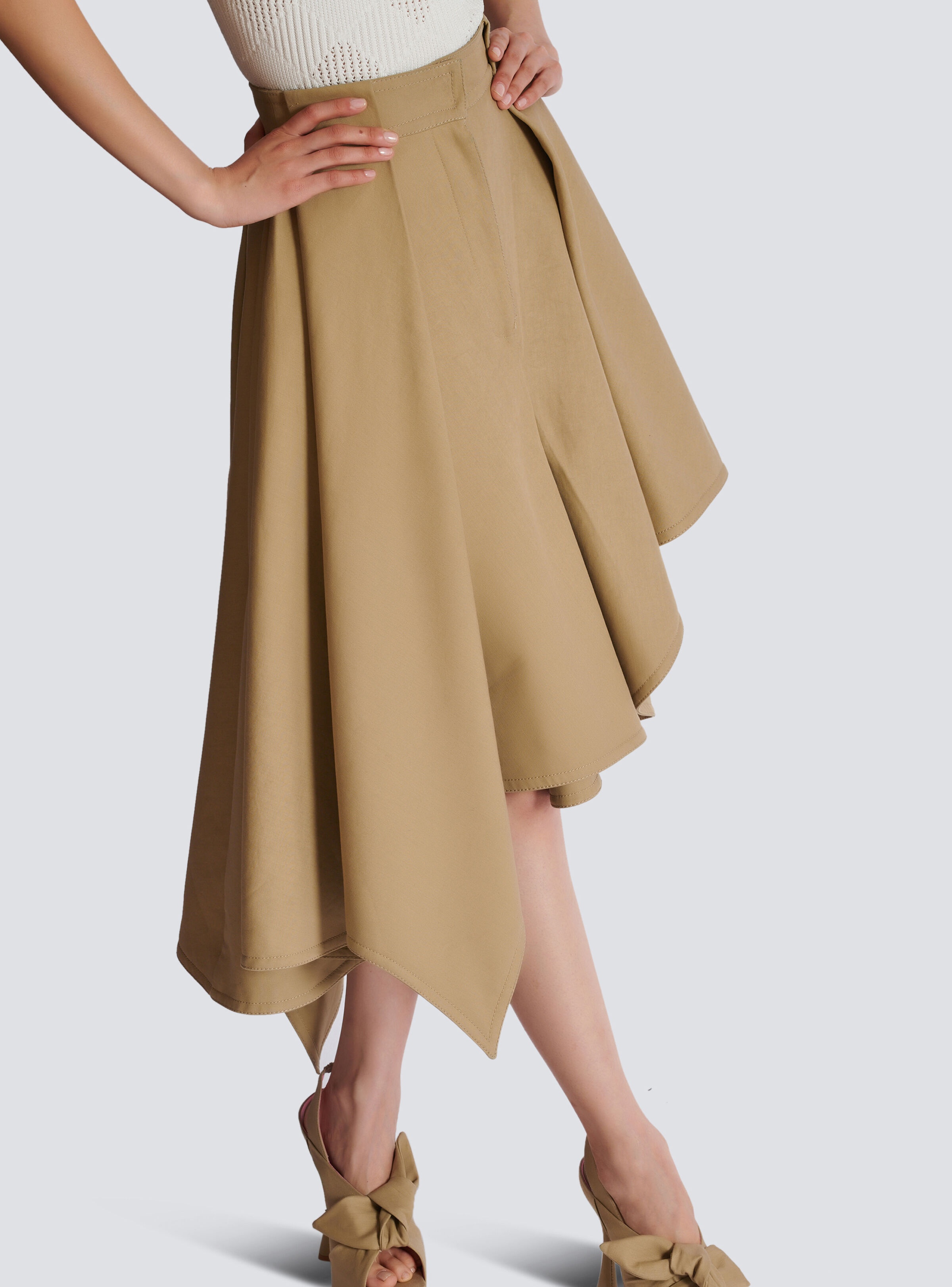 Asymmetric pleated cotton skirt - 6