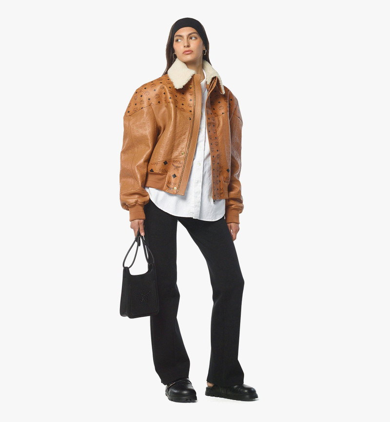 MCM Himmel Hobo in Embossed Logo Leather outlook