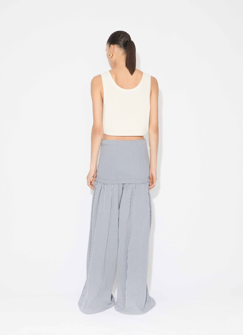 Alaïa STRIPED SEERSUCKER COTTON BUSTIER JUMPSUIT outlook