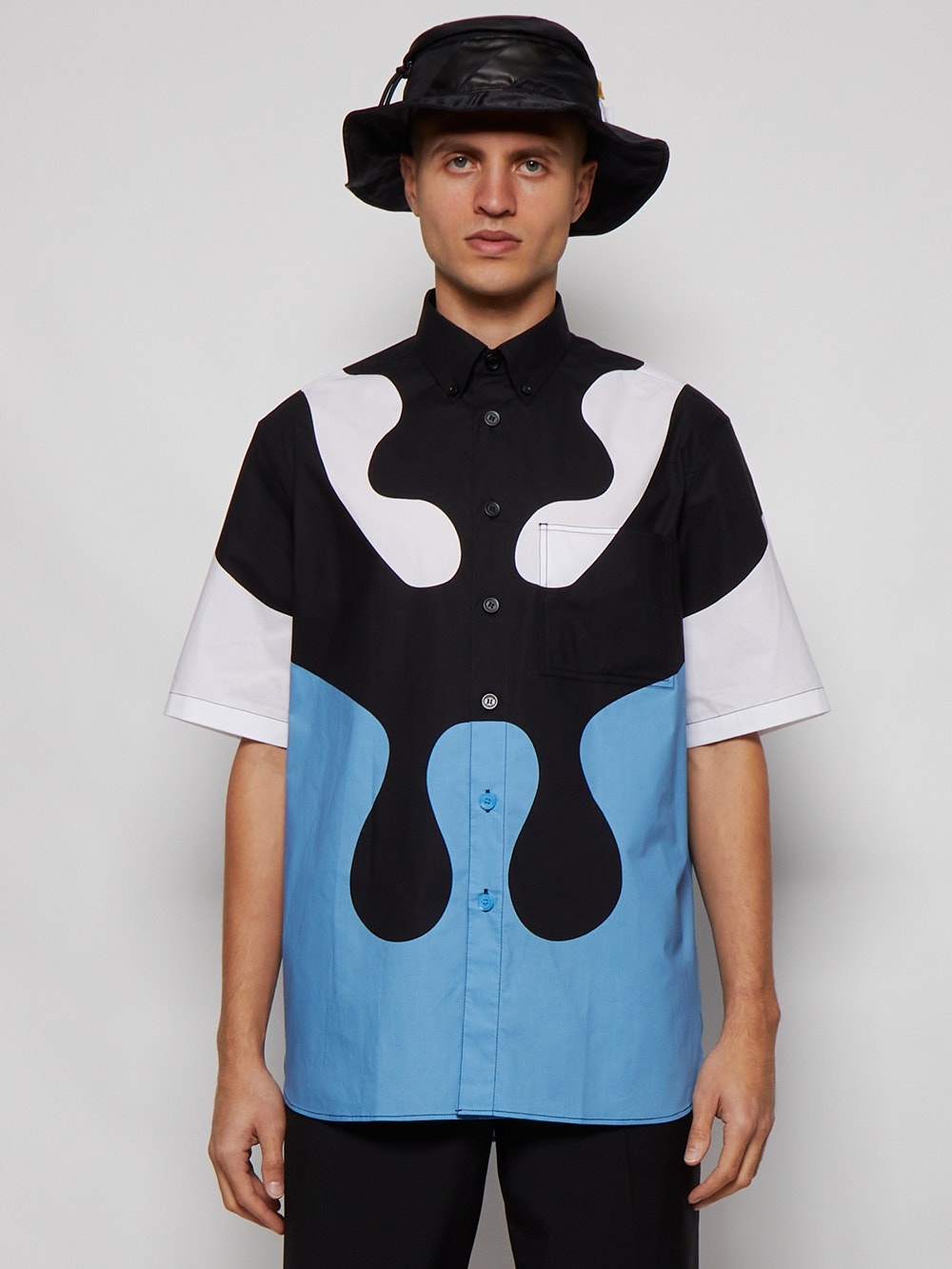 Abstract Print Short-sleeve Shirt Blue Topaz - 3