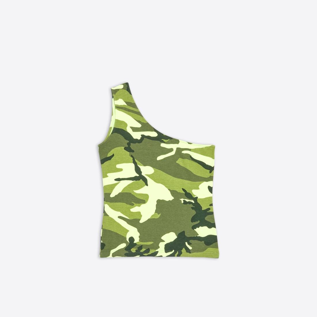 Men's Allover Camo Asymetric Tank Top  in Yellow - 1