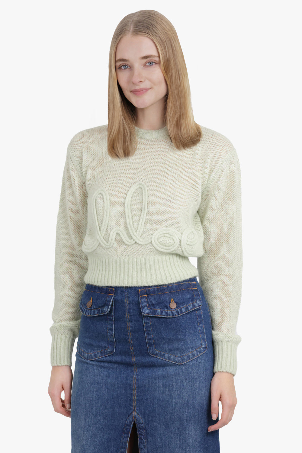 EMBROIDERY LOGO CROCHET L/S KNIT | GLEAM GREEN - 7