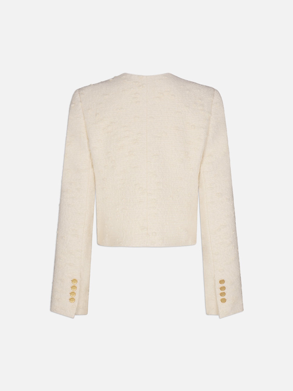 Cropped Button Front Jacket in Ecru - 4