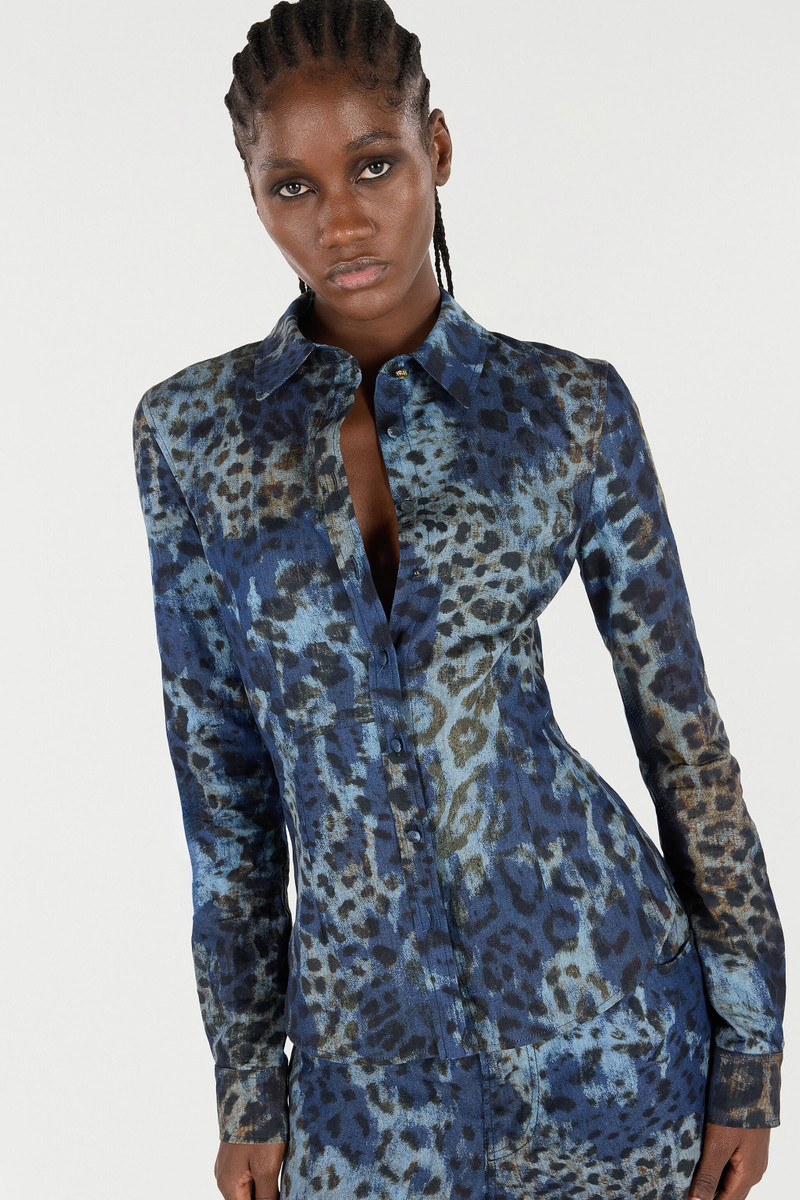 Cotton Shirt with Jaguar Skin Print 6