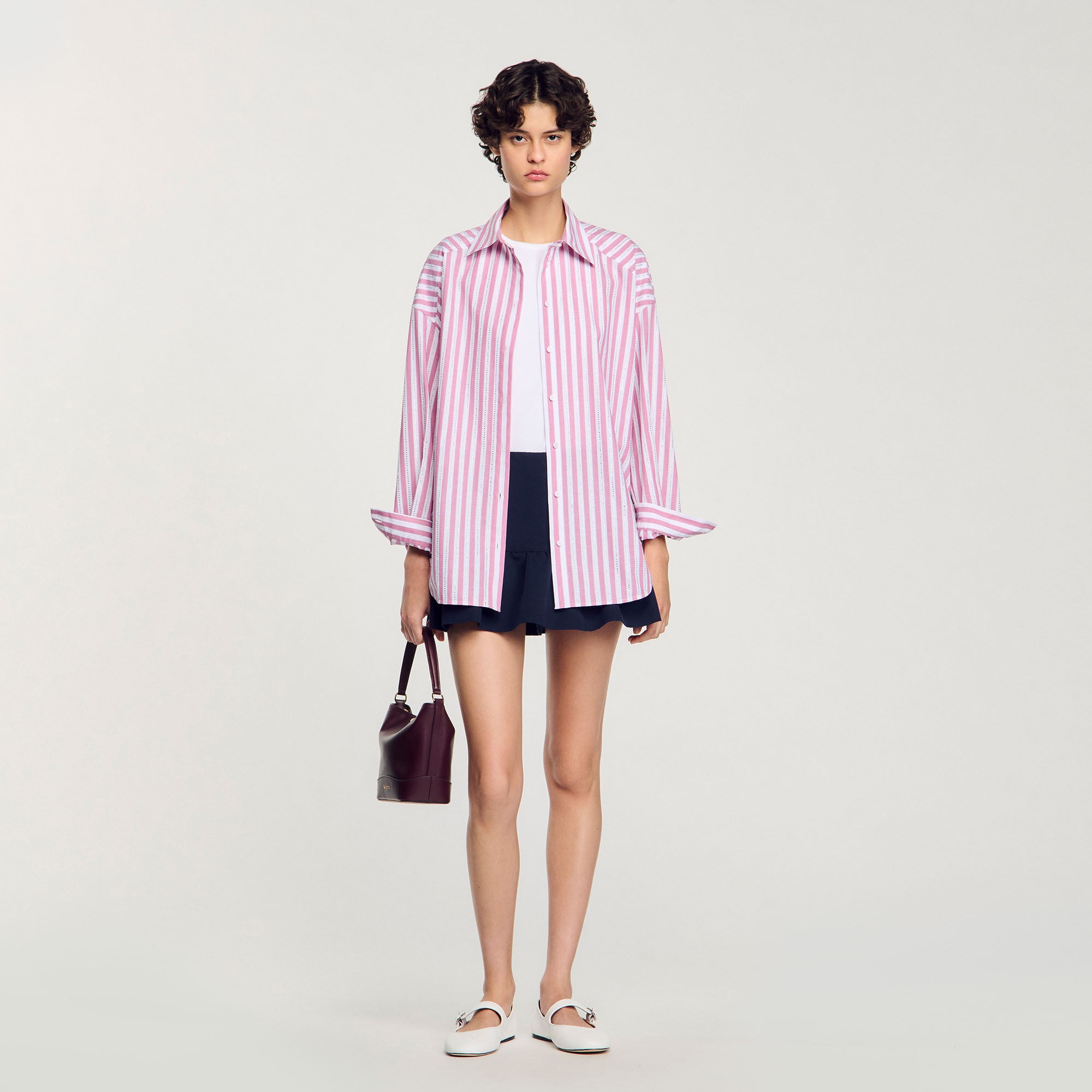 STRIPED RHINESTONE SHIRT - 1