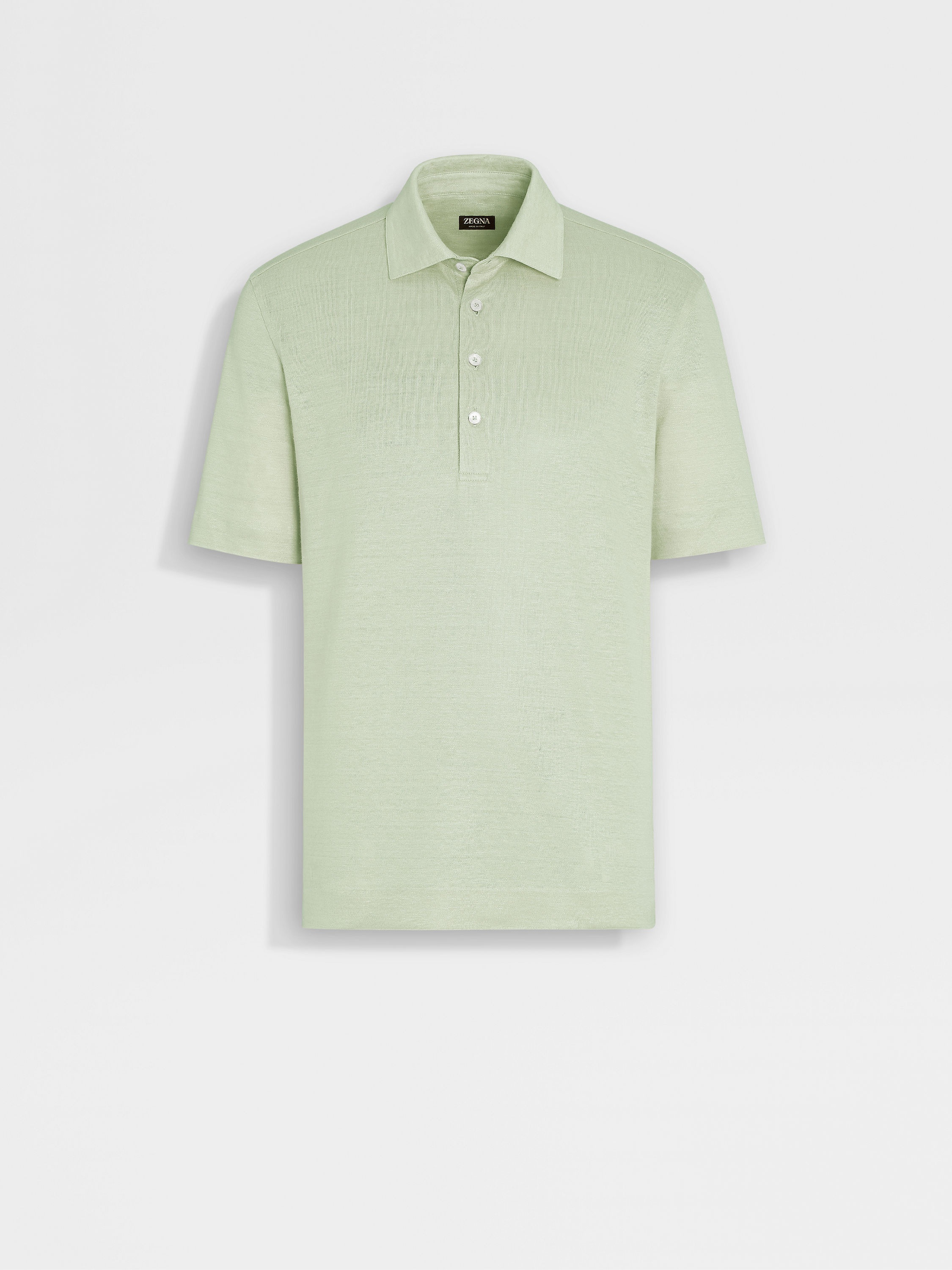 LIGHT AQUA GREEN LINEN POLO SHIRT - 1