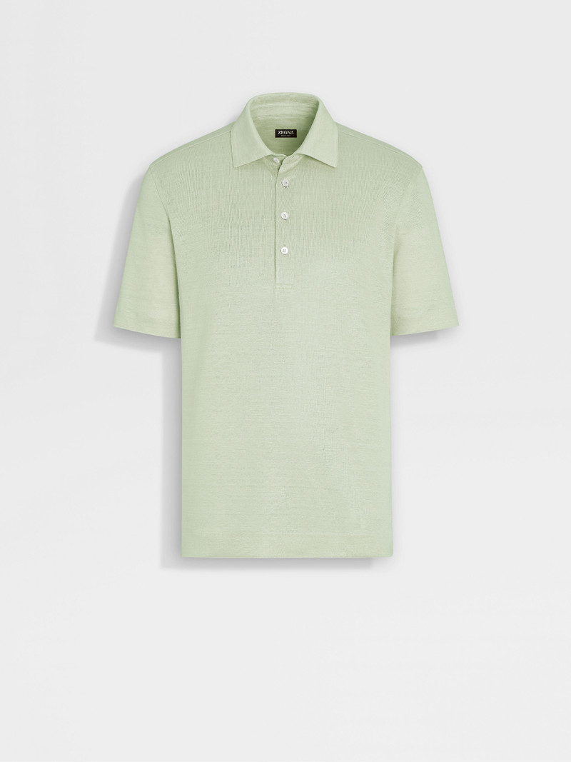 LIGHT AQUA GREEN LINEN POLO SHIRT 1
