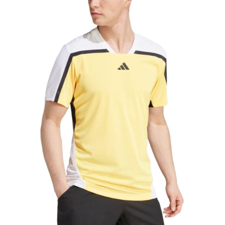 adidas Tennis HEAT.RDY Pro FreeLift T-shirt Asia Sizing 'Yellow White' IS8966 - 3