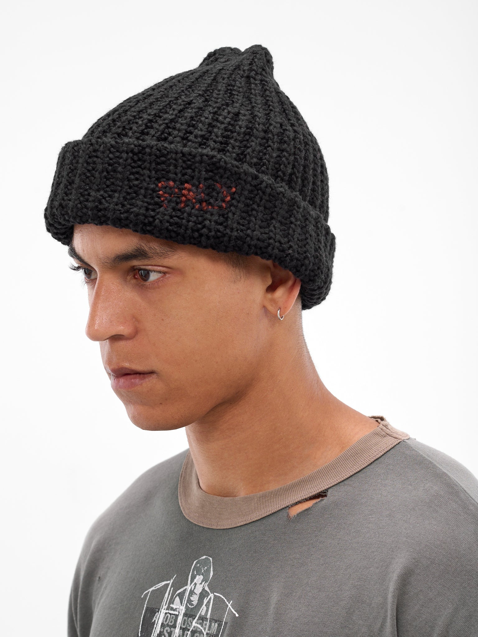 Black Hand-Knit Beanie - 2