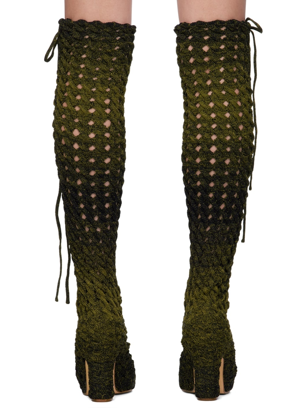 SSENSE Exclusive Khaki & Black Spiral Cable Boots - 2