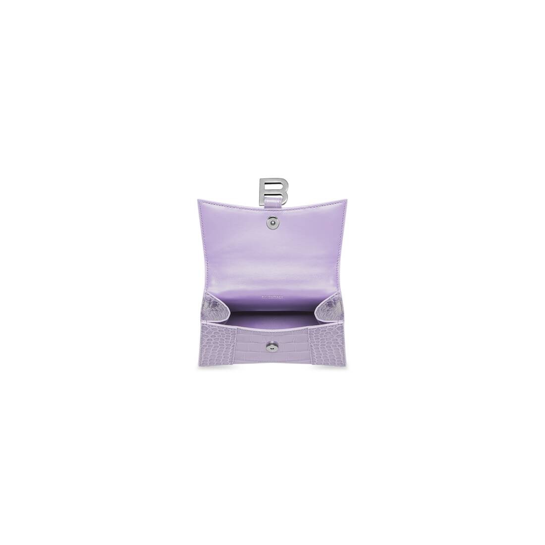 Women's Hourglass Xs Handbag Crocodile Embossed  in Lilac - 6