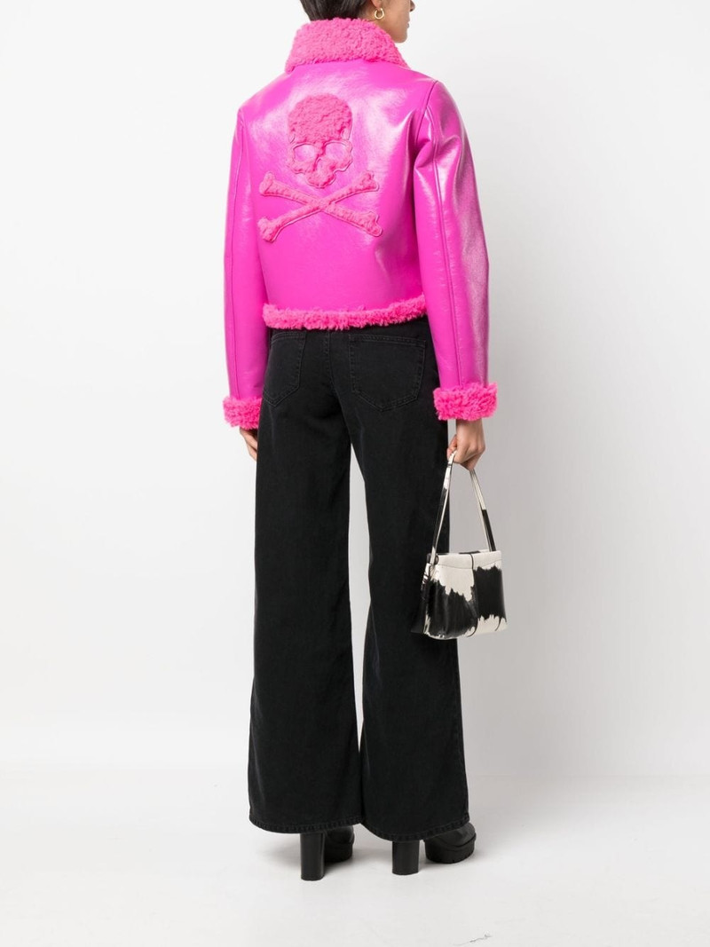 PHILIPP PLEIN faux shearling-trim biker jacket outlook