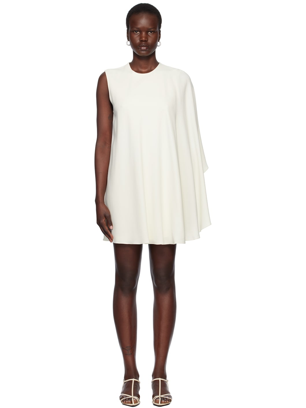 White One Sleeve Minidress - 1