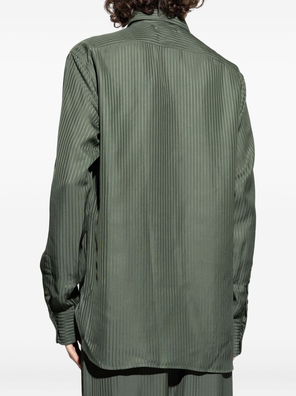 pinstripe buttoned-cuff shirt - 4