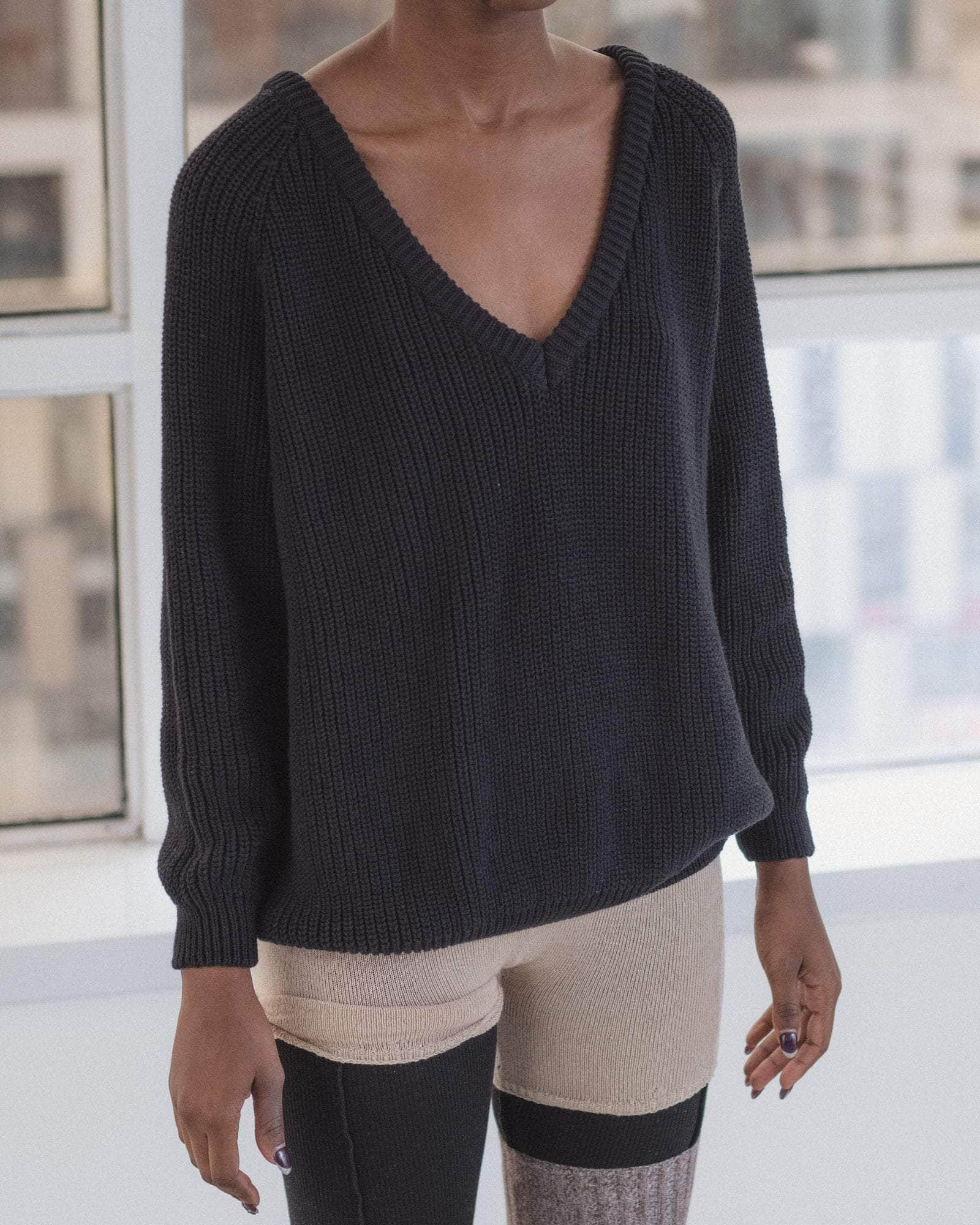 Danube V Neck Sweater - Organic Cotton Knit - 4