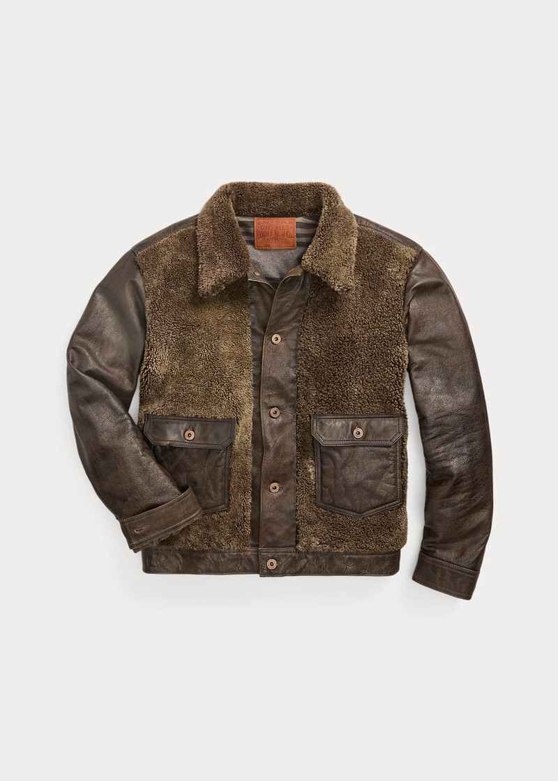 RRL by Ralph Lauren Shearling-Paneled Leather Jacket | REVERSIBLE