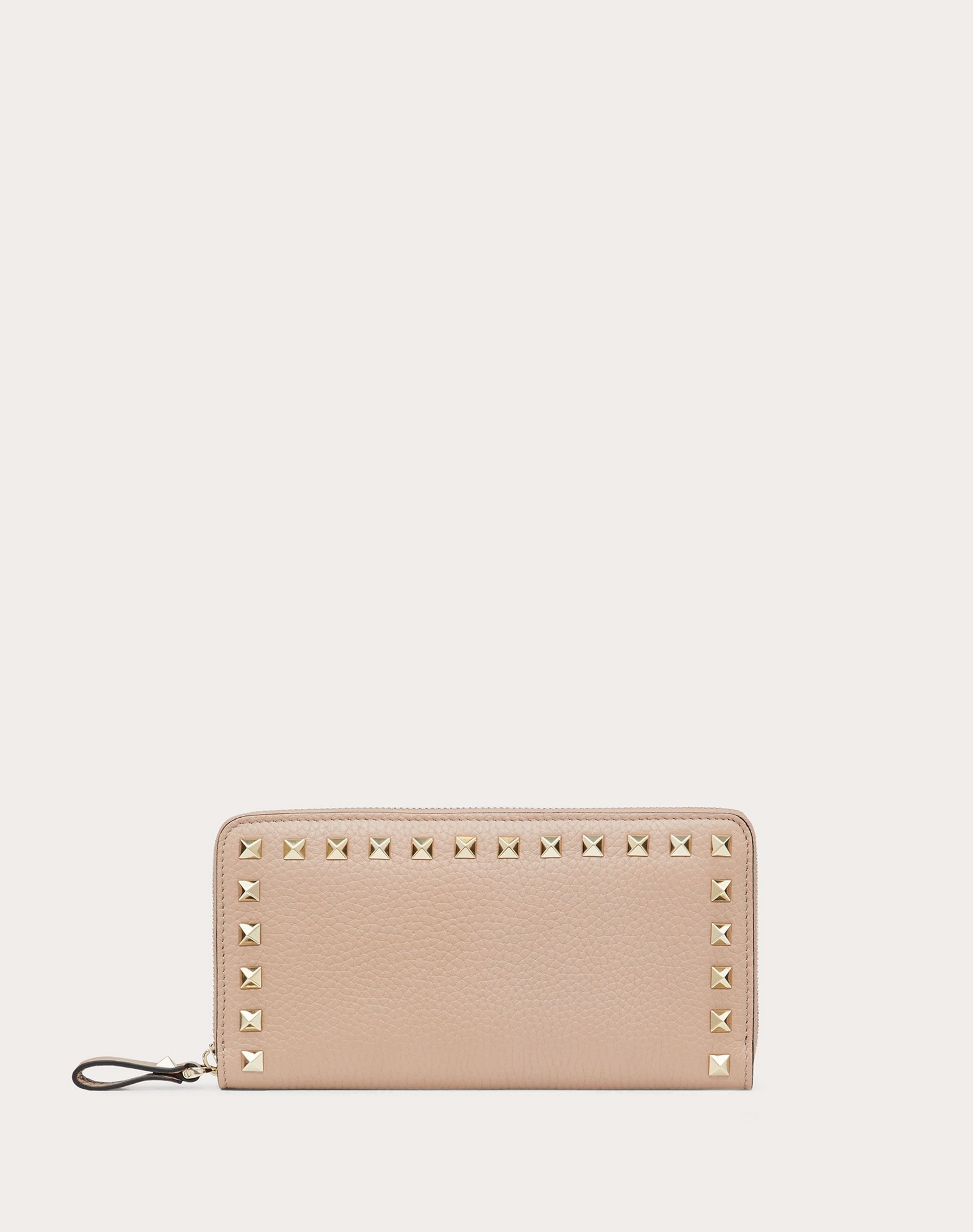 ROCKSTUD GRAINY CALFSKIN ZIPPERED WALLET - 1