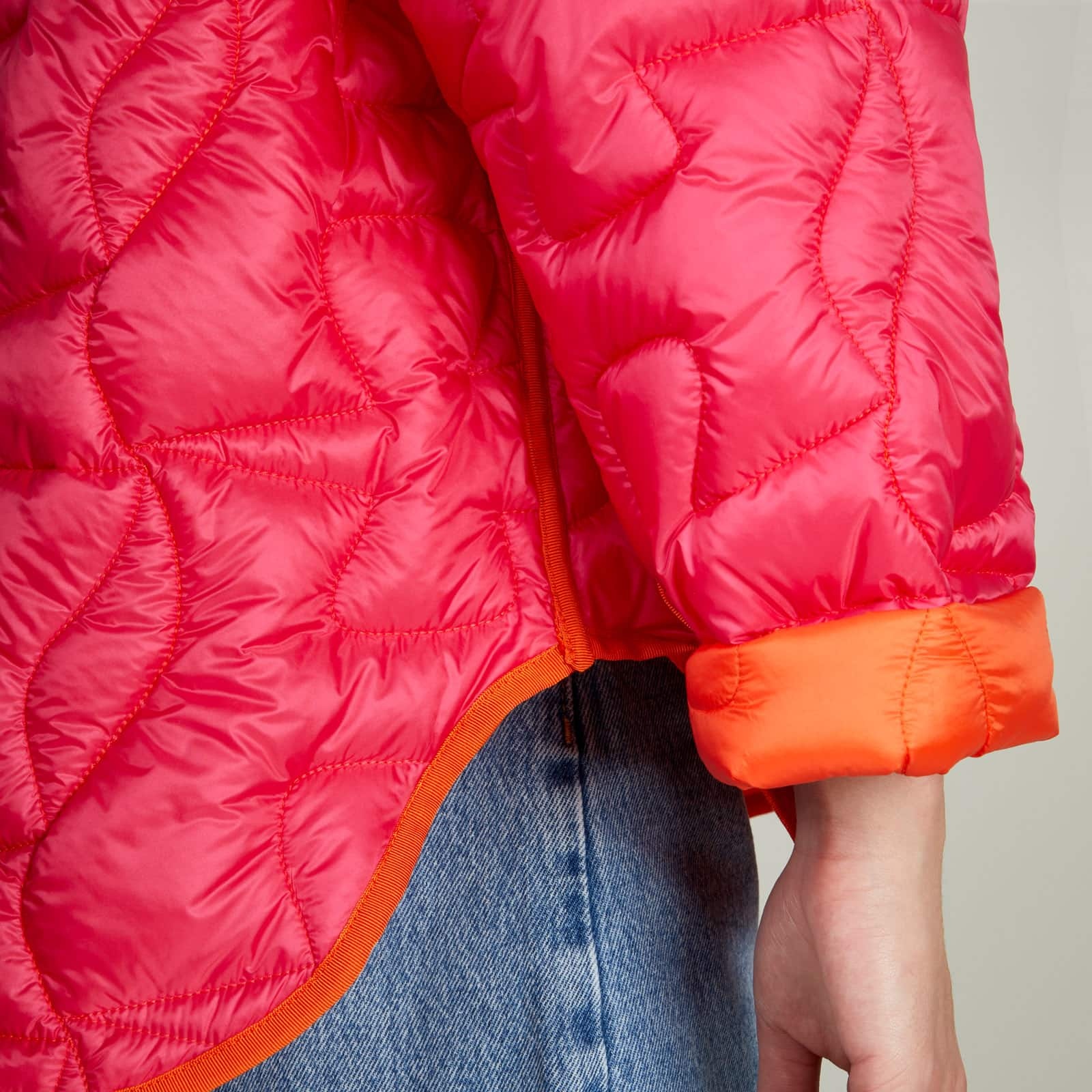 Quilted Bomber Jacket Red Orange - 9