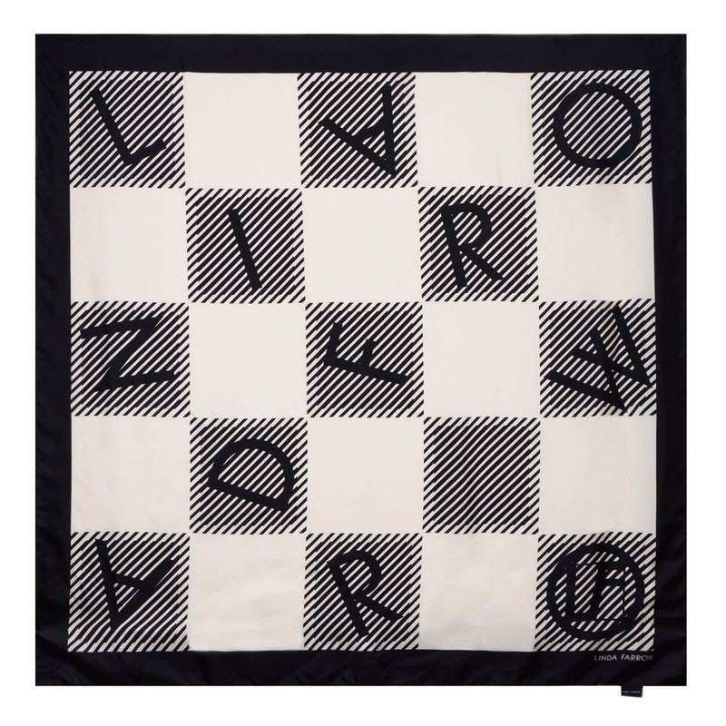 BLACK AND WHITE LOGO CHECK SCARF 135CM 1