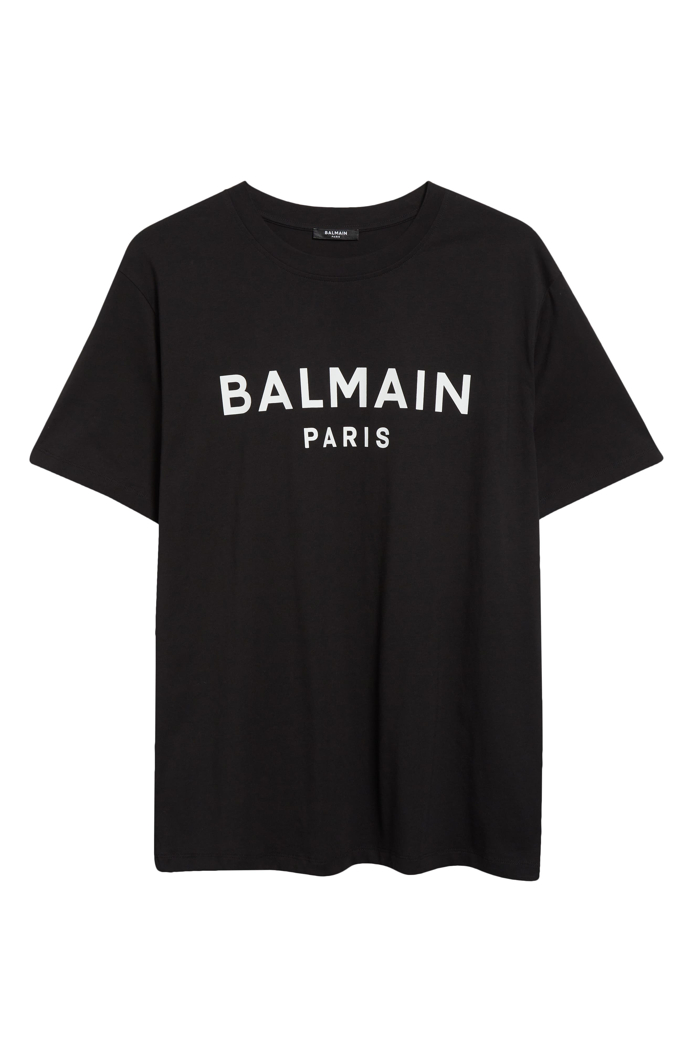 Balmain Logo Cotton T-Shirt in Eab Black/White at Nordstrom - 5