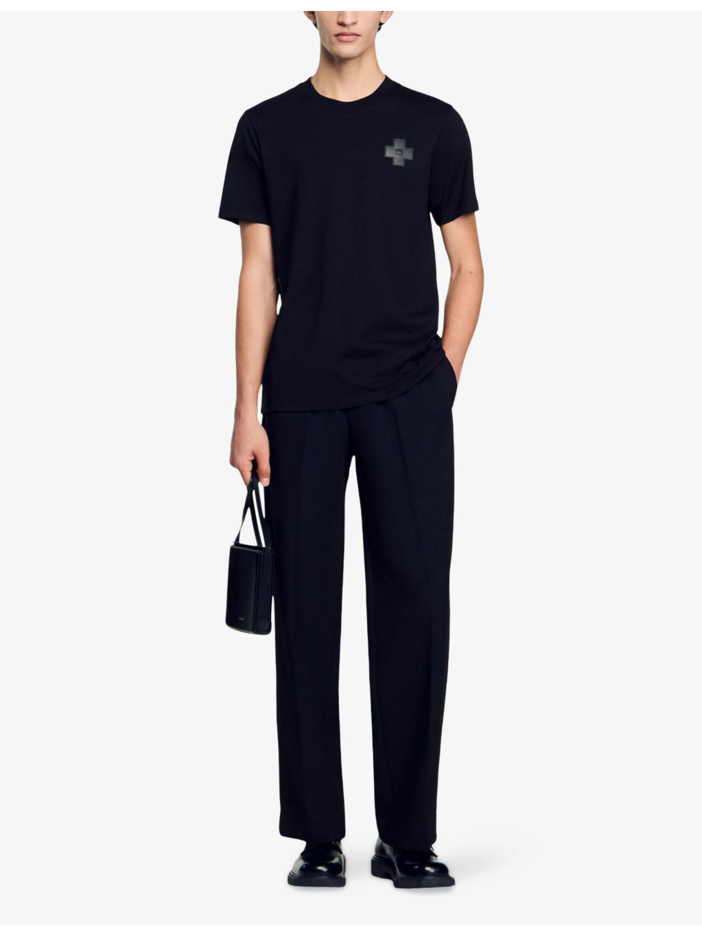 Cross Patch Round-Neck Cotton T-Shirt - 2