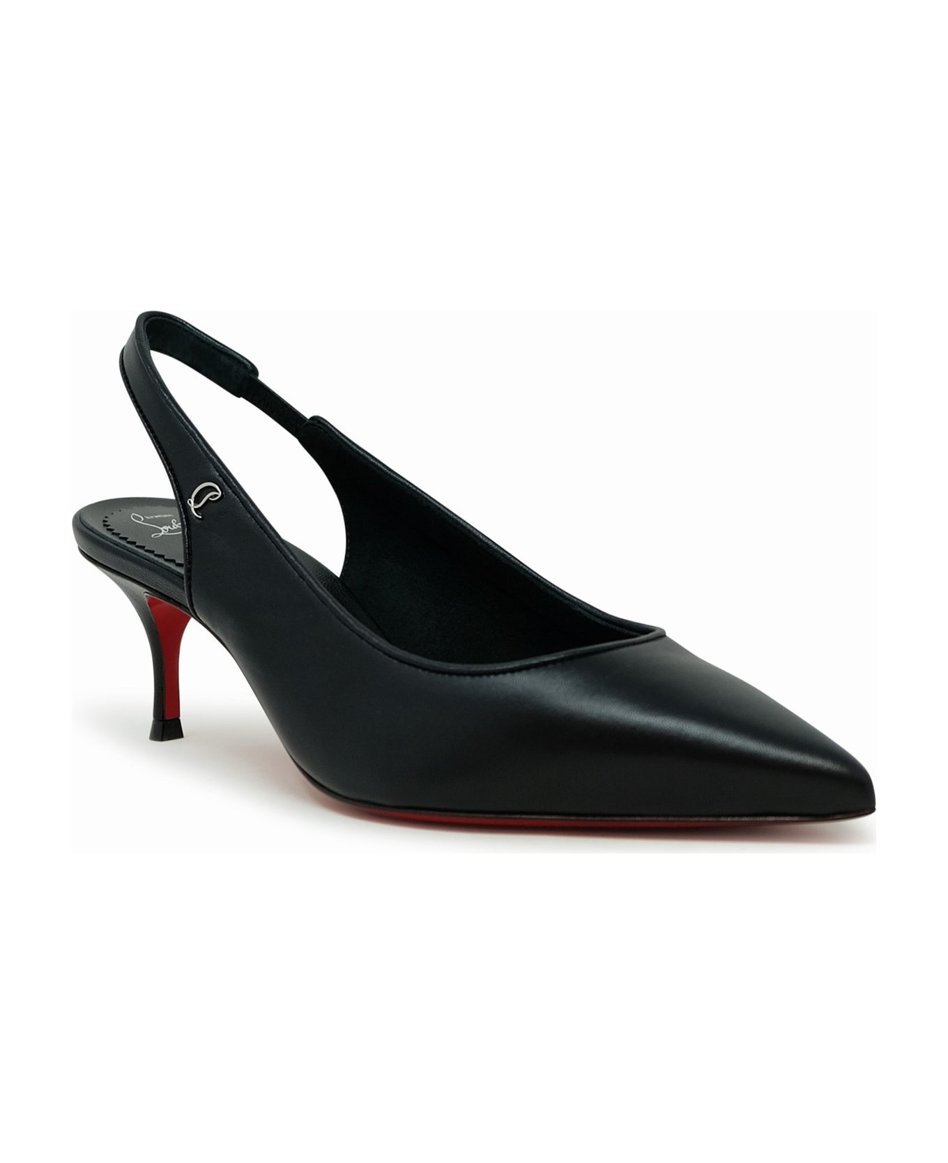 Christian Louboutin Black Leather Sporty 55 Sling - 2