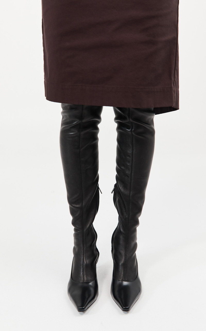 ST. AGNI Sock Leather High Boots black outlook