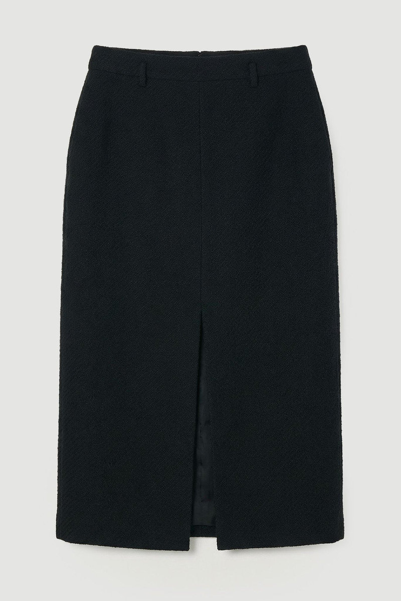 Textured Tweed Tailored Belted Pencil Skirt 4