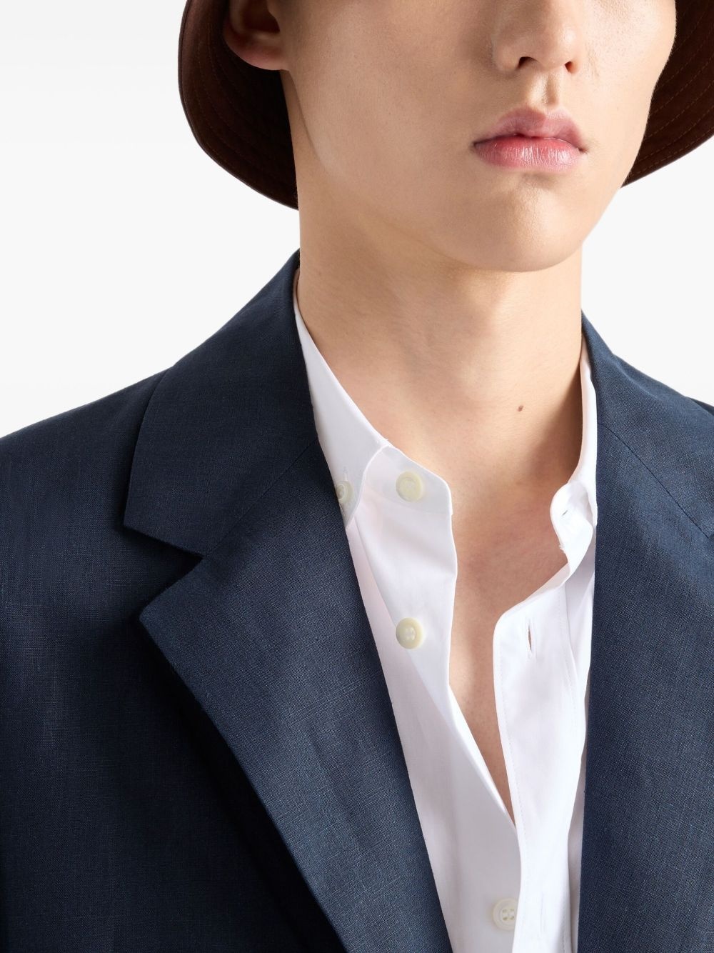 single-breasted linen blazer - 5