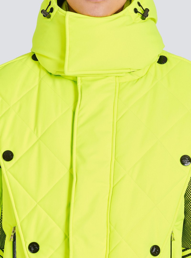 Hooded neon quilted jacket 10