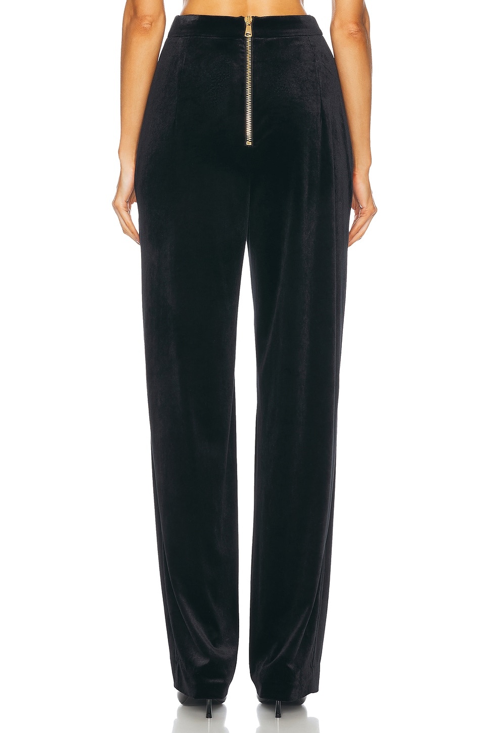 High Waisted Pleated Loose Velvet Pant - 4