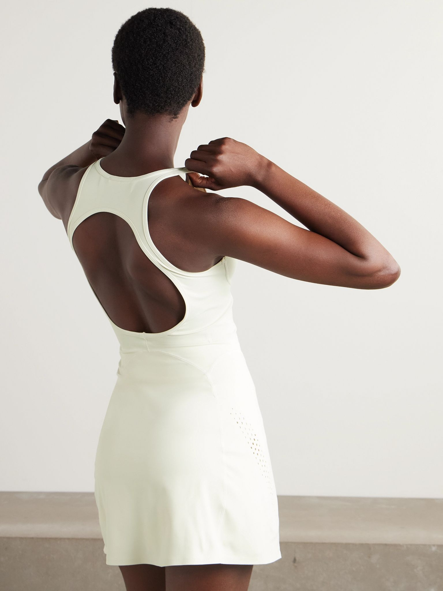 Perforated recycled tennis dress and shorts Cream - 3