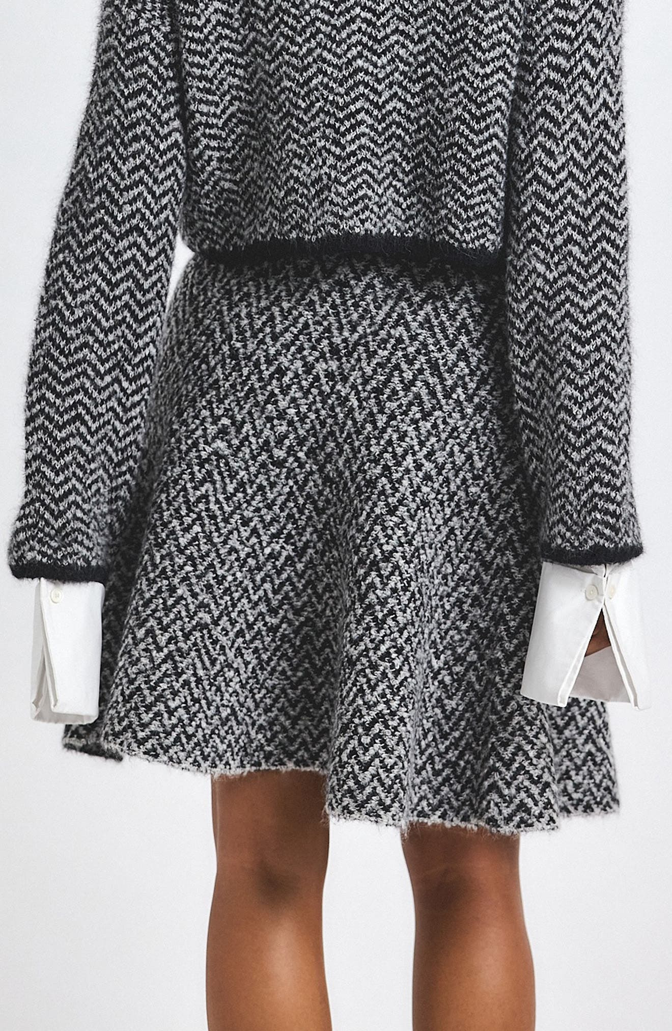 Derek Lam 10 Crosby Imogen Textured A-Line Skirt in Ivory/Black at Nordstrom - 2