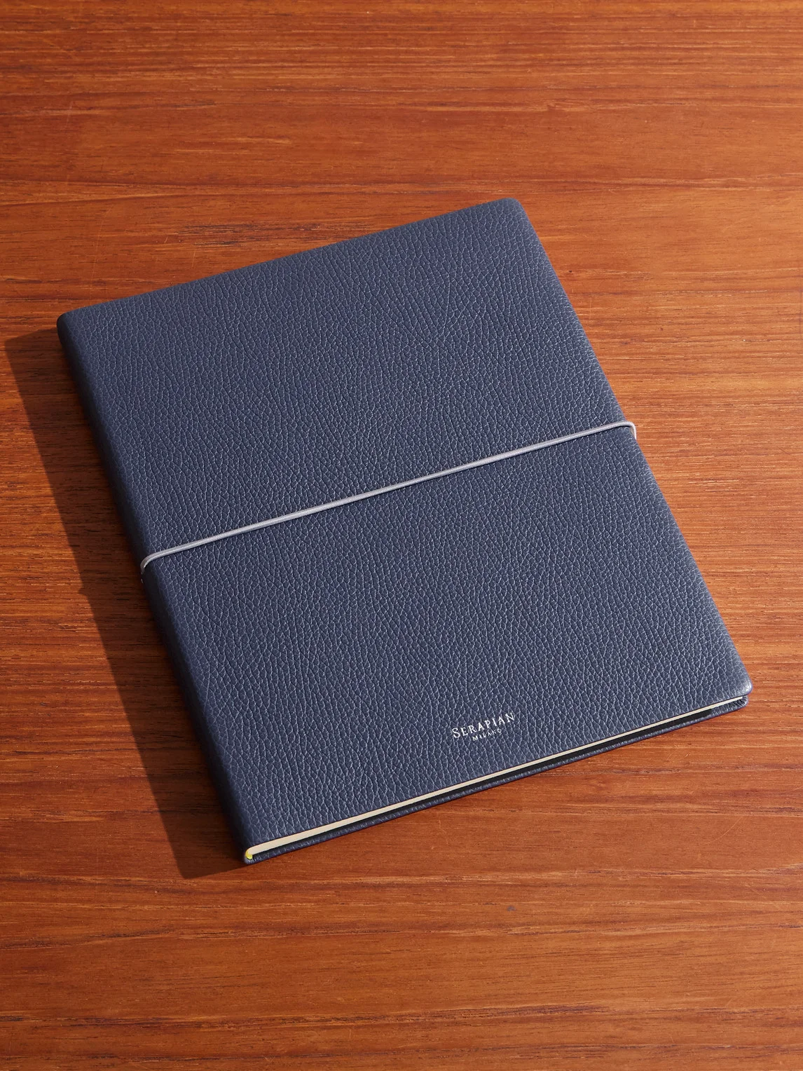 Large Logo-Print Full-Grain Cachemire Leather Notebook - 1