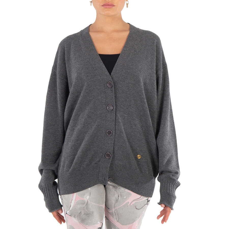 Stella McCartney Grey Iconic Logo Wool Cardigan - 3