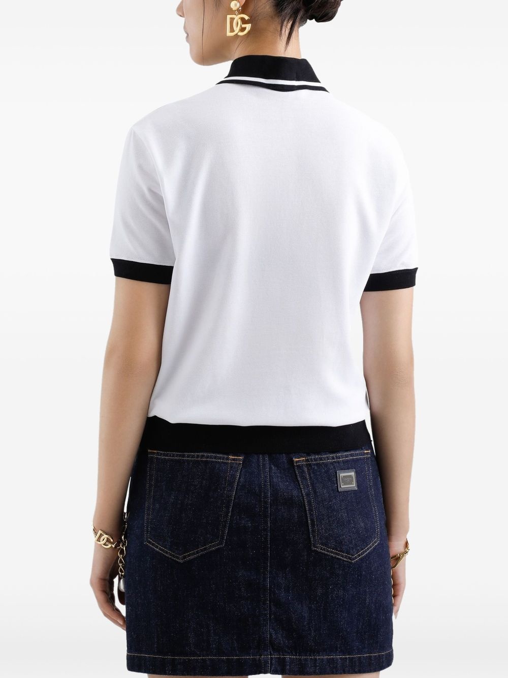 logo-embroidered cotton polo top - 6