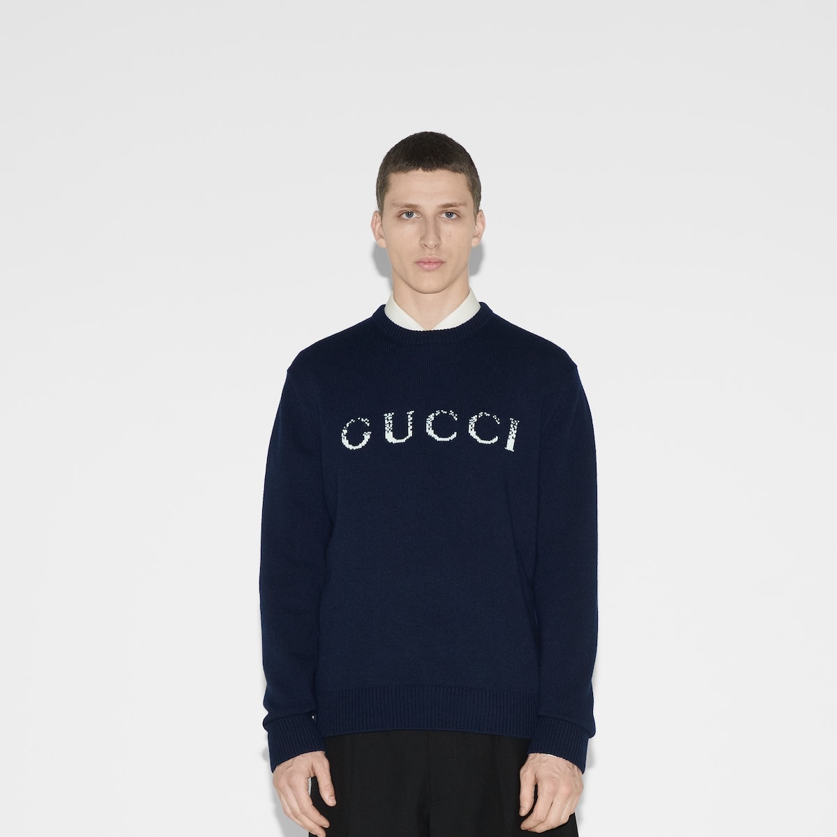 Wool sweater with Gucci intarsia - 3