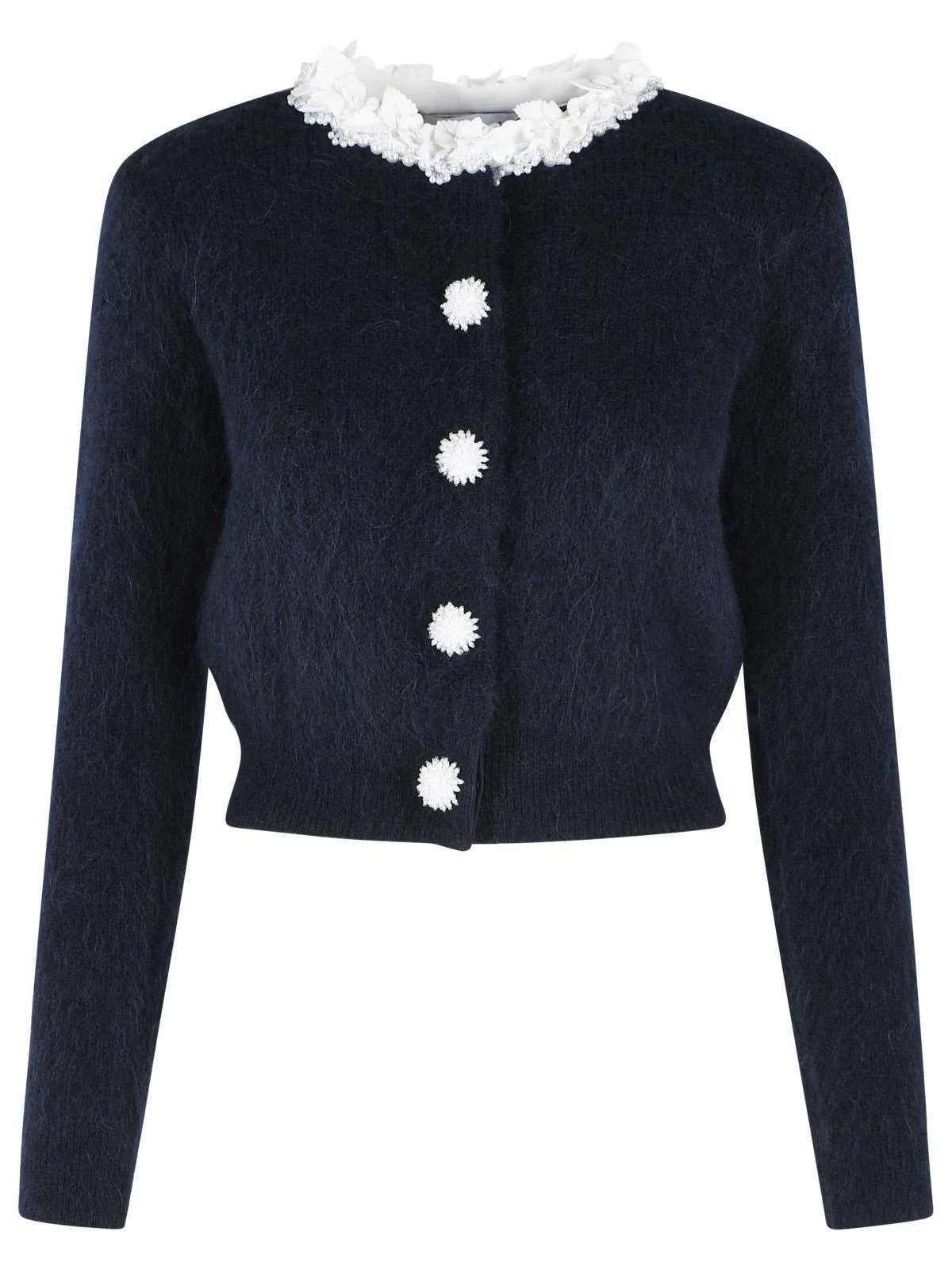 Self Portrait 'Flower' Navy Alpaca Blend Cardigan Women - 1