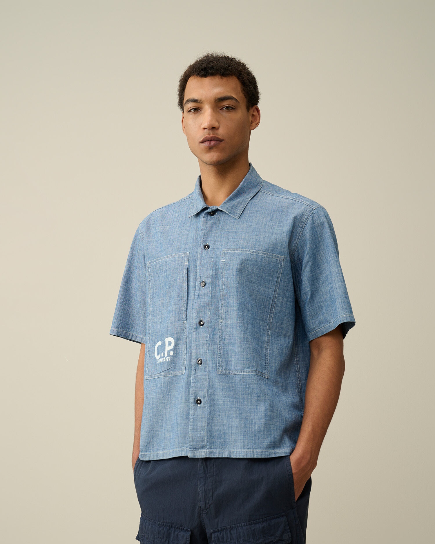 Chambray Short Sleeved Logo Shirt - 2