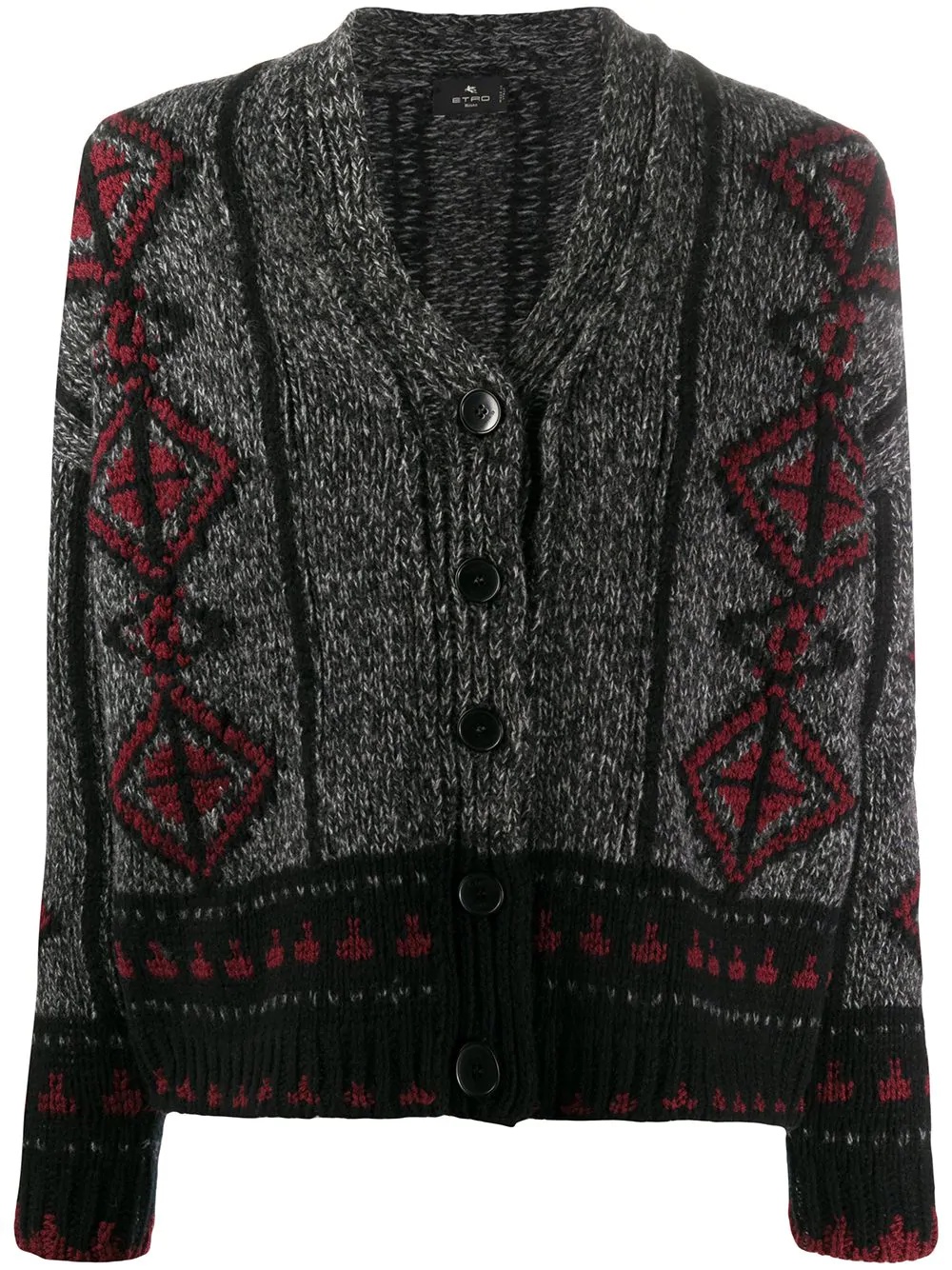 geometric wool knit cardigan  - 1