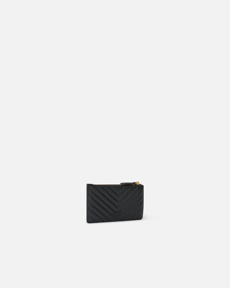 PINKO ZIPPED CHEVRON-PATTERNED CARD HOLDER outlook