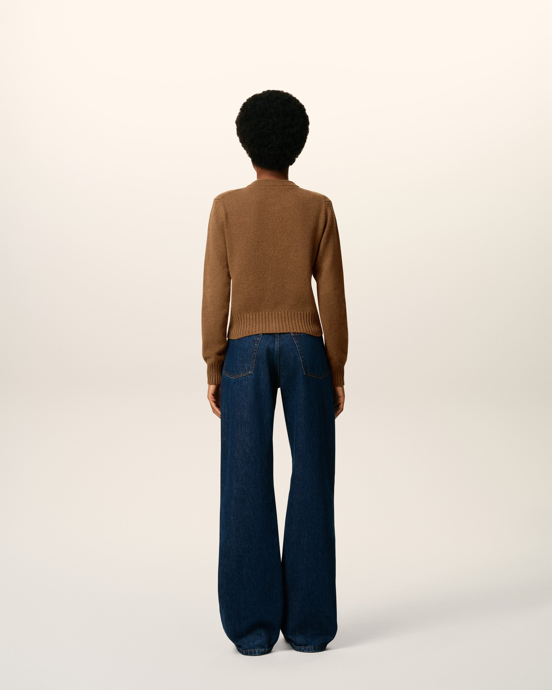 BROWN CASHMERE AMI DE COEUR CARDIGAN - 5