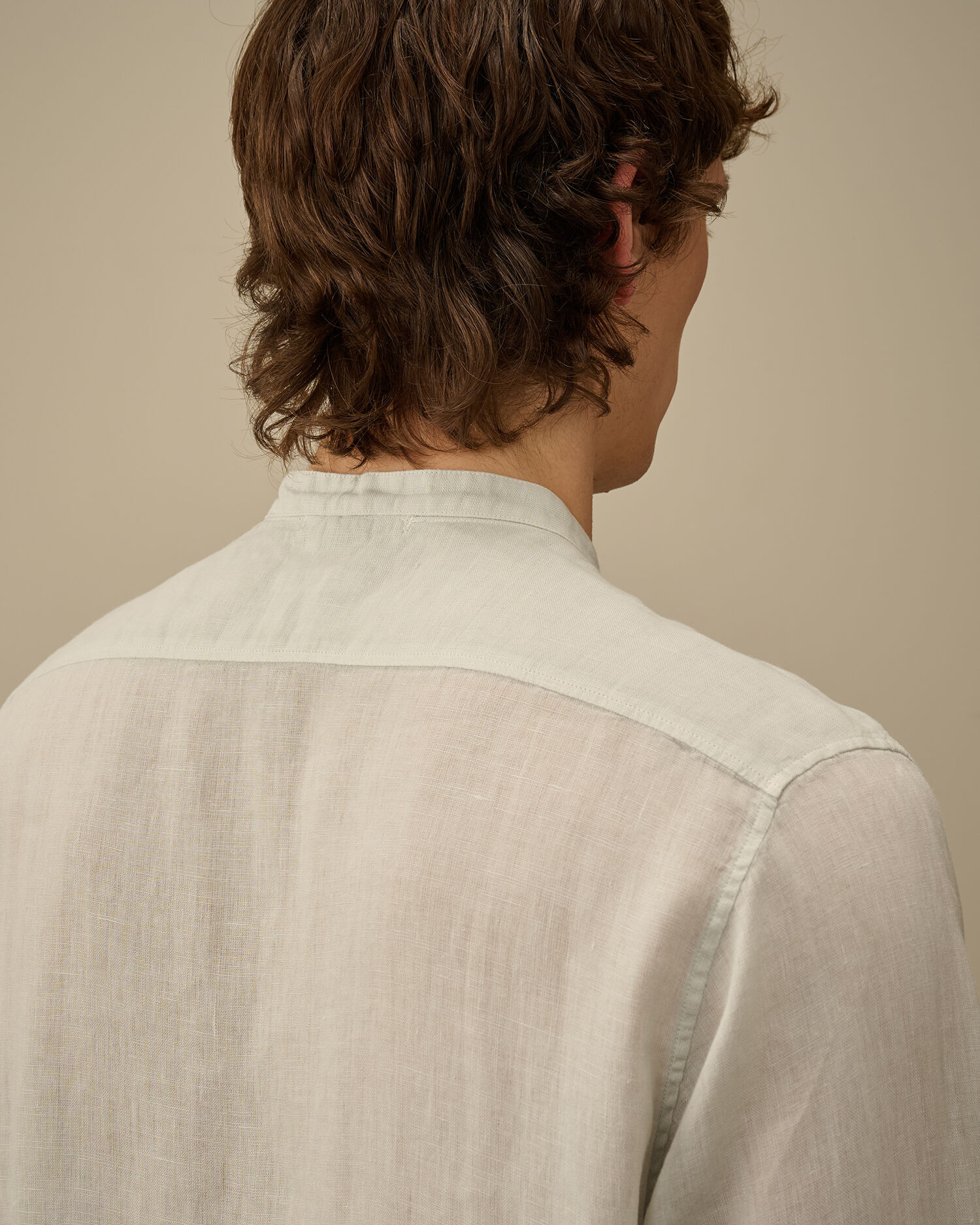 Linen Banded Collar Shirt - 6
