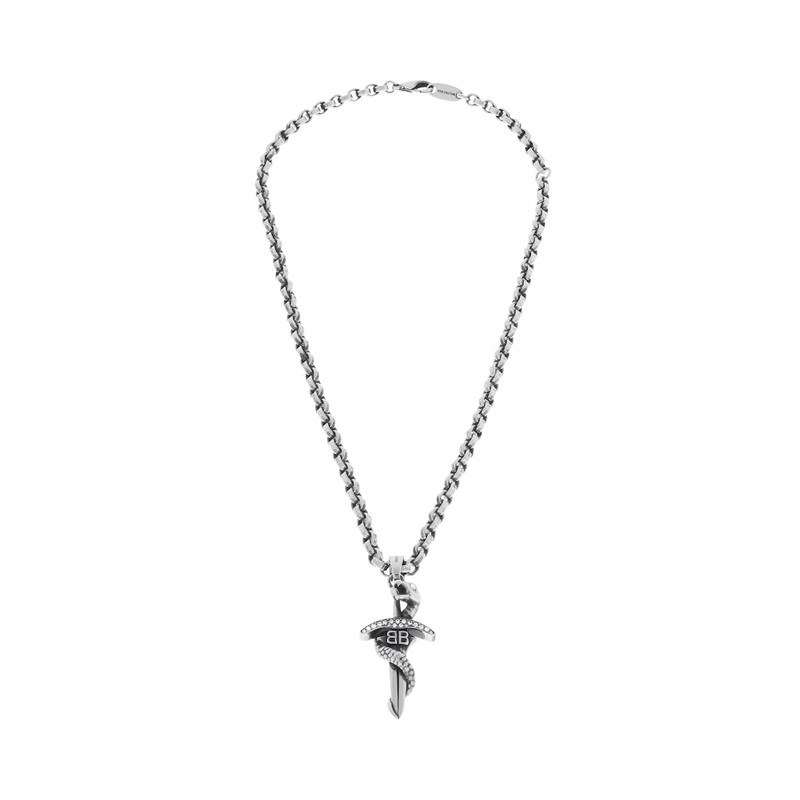 Goth Snake Necklace in Antique Silver 1