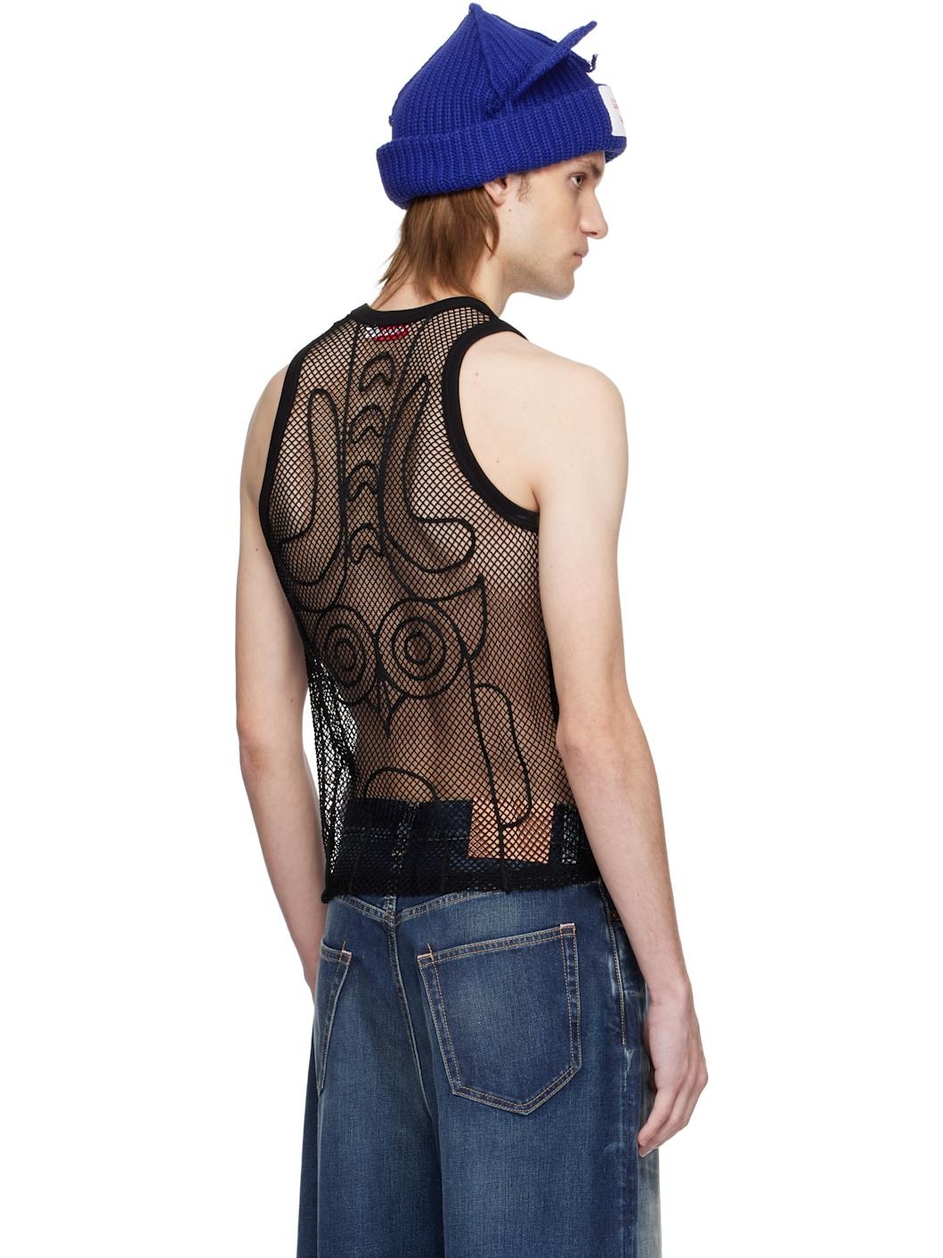 Black Graphic Net Tank Top - 3