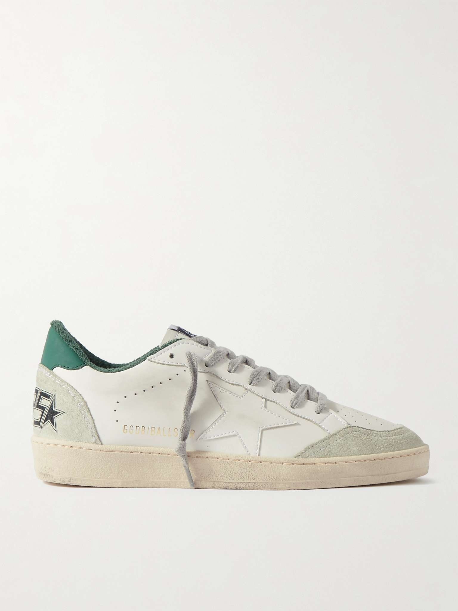 Ball Star Distressed Suede-Trimmed Leather Sneakers - 1
