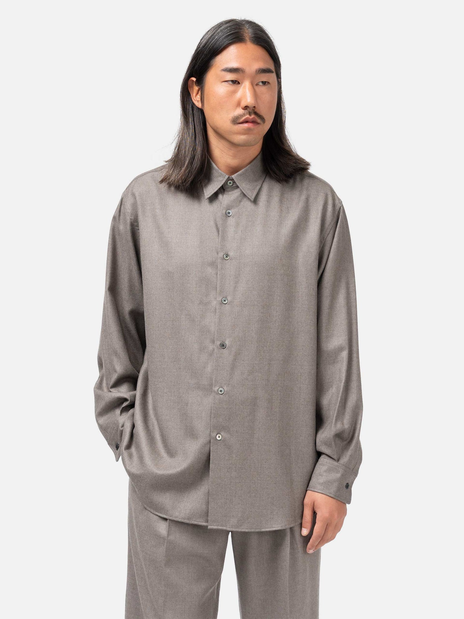 Super Light Wool Shirt Top Brown - 4