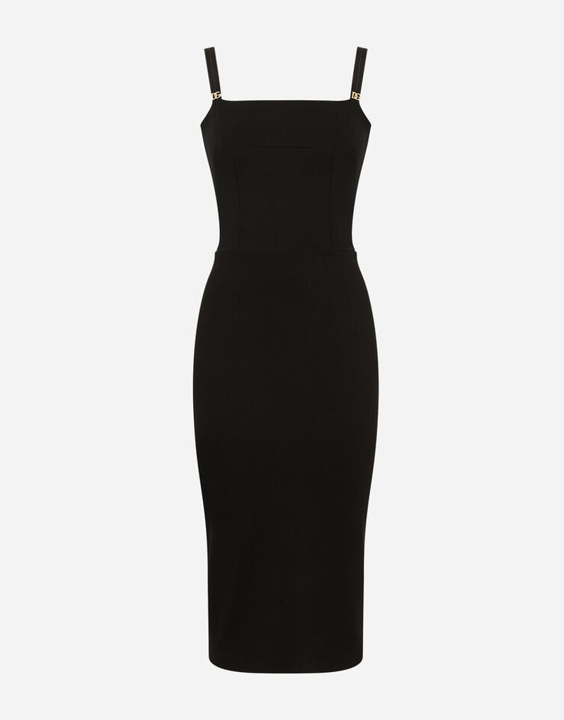 Jersey calf-length dress with DG embellishment 1